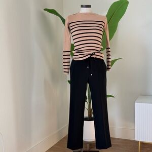 Striped Camel and Black Knit Top